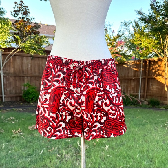 💖 Michael Kors Red/Cream/Black Floral Satin Shorts - Picture 16 of 16